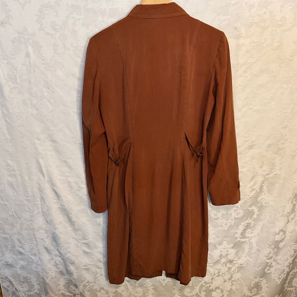 Vintage August Silk 100% Silk Dress Rust Orange Zipper Front Midi Length Size 10 - Picture 3 of 7
